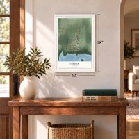 Cheraw, Colorado map, 12 x 18 inch print in a white frame in an entryway