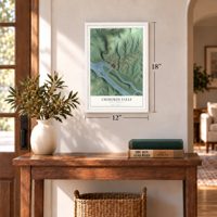 Cherokee Falls, South Carolina map, 12 x 18 inch print in a white frame in an entryway