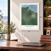 Cherry Branch, North Carolina map, 18 x 24 inch print in a white frame in a home office