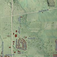 Second close-up of the map of Cherry Valley, Illinois print showing more streets and buildings