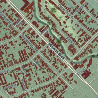 Second close-up of the map of Cherryland, California print showing more streets and buildings