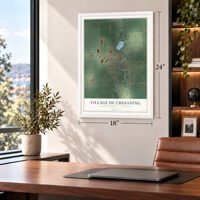 Chesaning, Michigan map, 18 x 24 inch print in a white frame in a home office