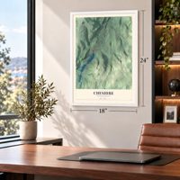 Cheshire, Massachusetts map, 18 x 24 inch print in a white frame in a home office