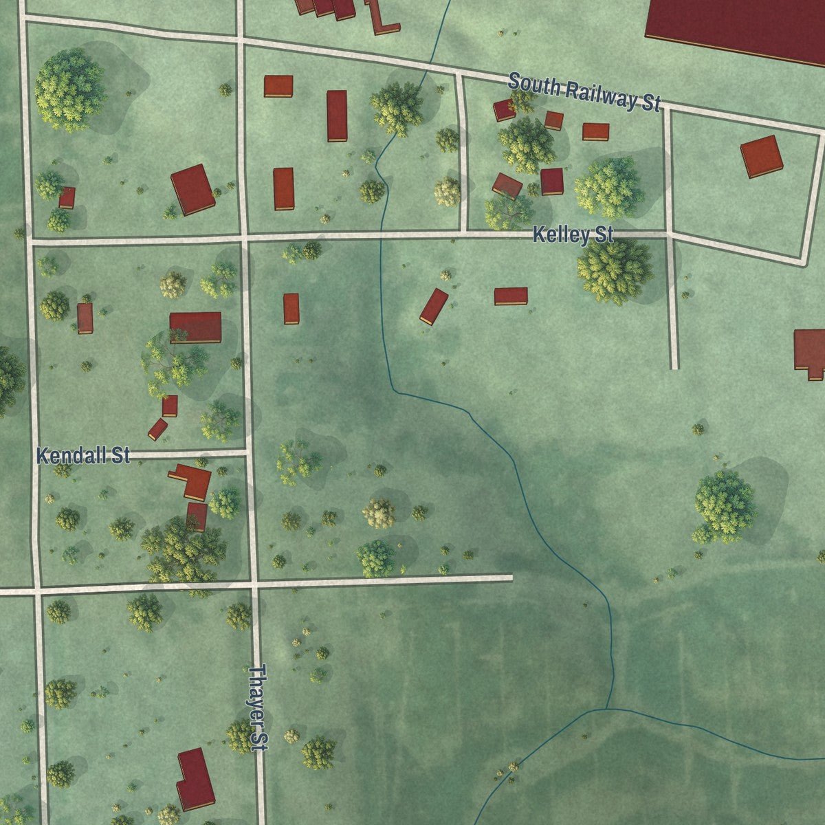 Second close-up of the map of Chester, Nebraska print showing more streets and buildings