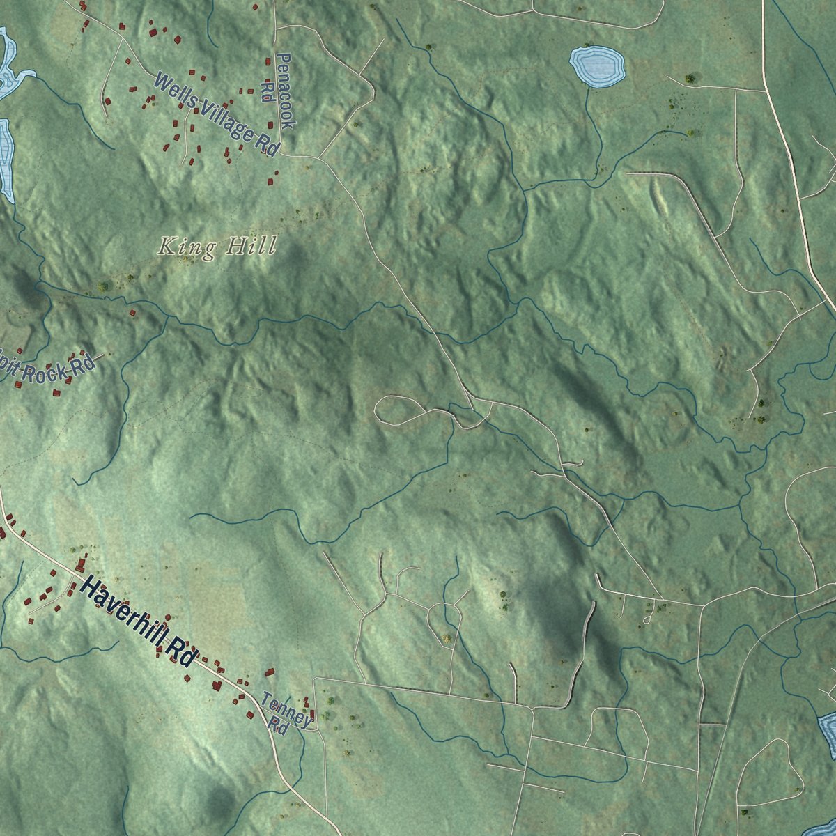 Second close-up of the map of Chester, New Hampshire print showing more streets and buildings