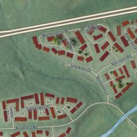 Second close-up of the map of Chesterbrook, Pennsylvania print showing more streets and buildings