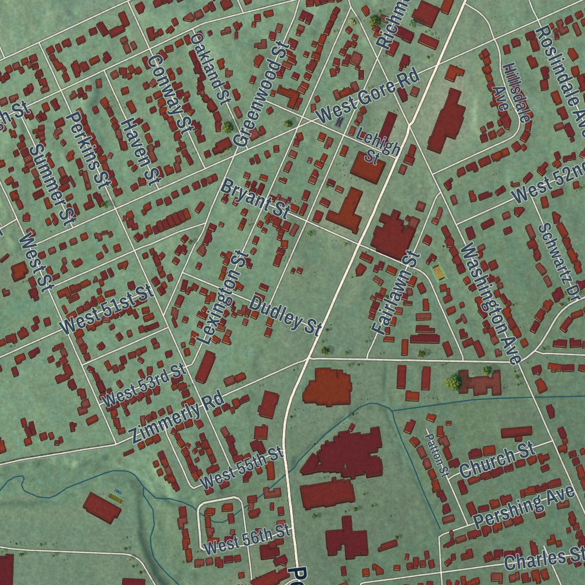 Second close-up of the map of Chestnut Hill, Erie County, Pennsylvania print showing more streets and buildings