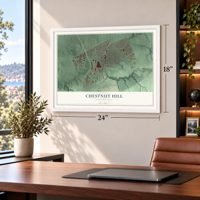 Chestnut Hill, Erie County, Pennsylvania map, 18 x 24 inch print in a white frame in a home office