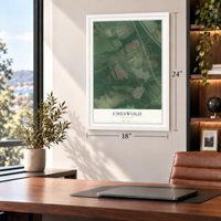 Cheswold, Delaware map, 18 x 24 inch print in a white frame in a home office