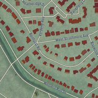 Second close-up of the map of Cheswolde, Maryland print showing more streets and buildings