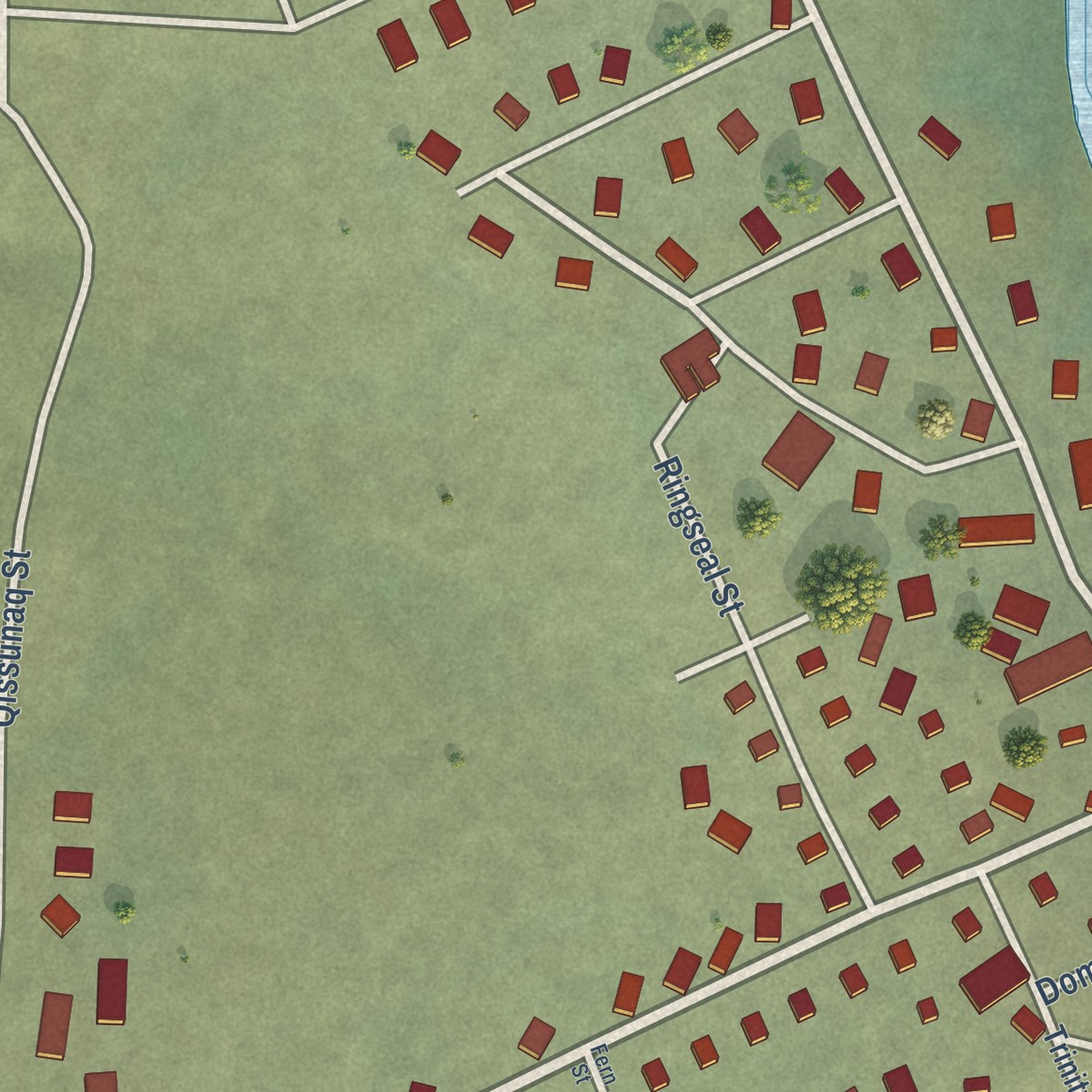 Second close-up of the map of Chevak, Alaska print showing more streets and buildings