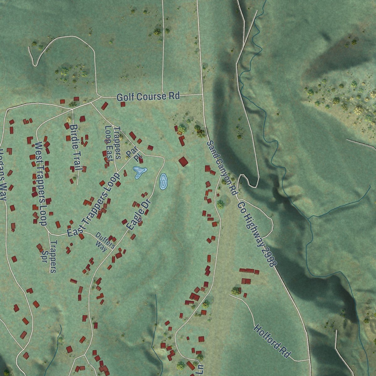 Second close-up of the map of Chewelah, Washington print showing more streets and buildings