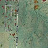 Second close-up of the map of Cheyenne, Oklahoma print showing more streets and buildings