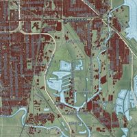 Second close-up of the map of Chicago, Illinois print showing more streets and buildings