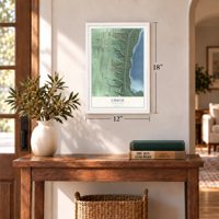 Chico, Washington map, 12 x 18 inch print in a white frame in an entryway