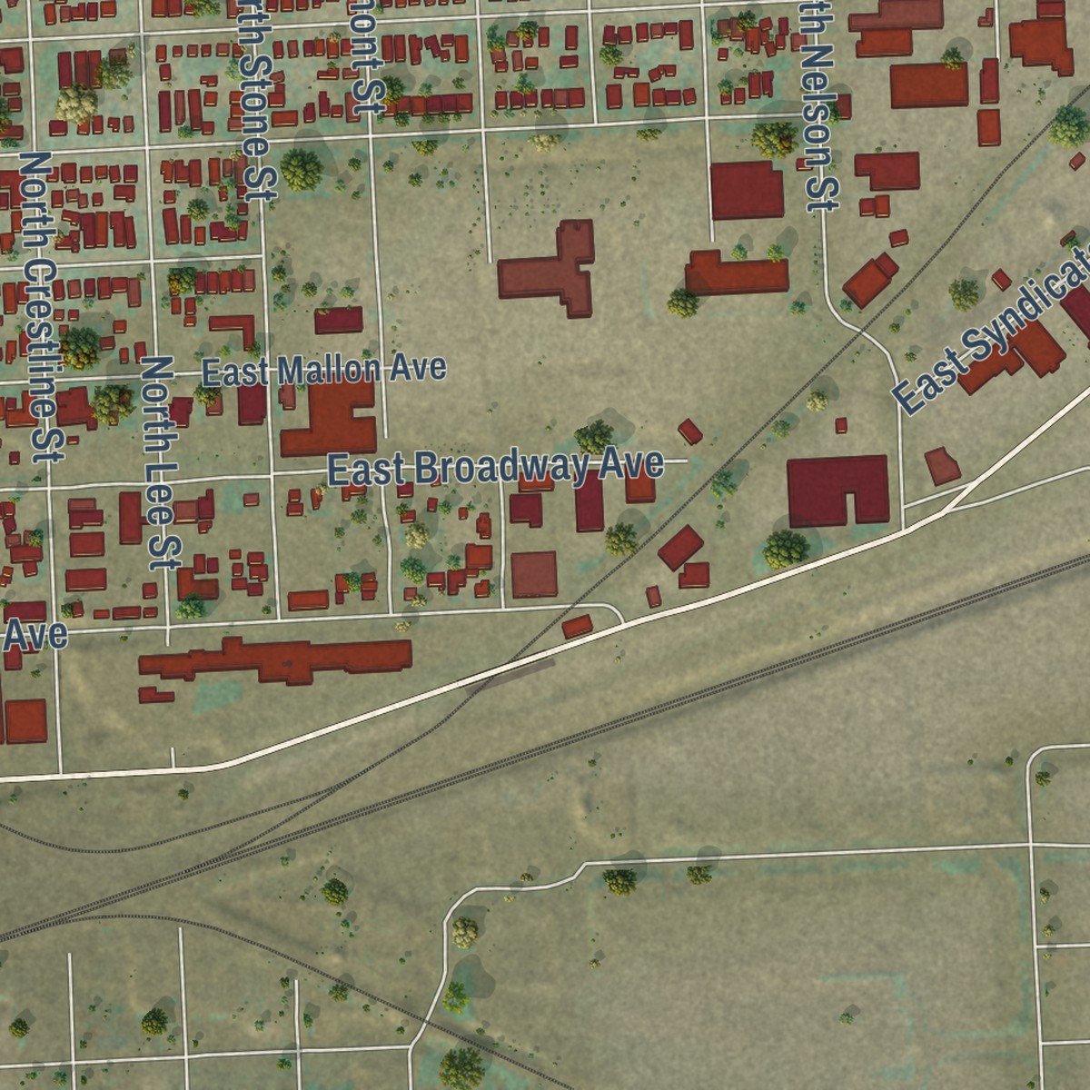 Second close-up of the map of Chief Garry Park, Washington print showing more streets and buildings