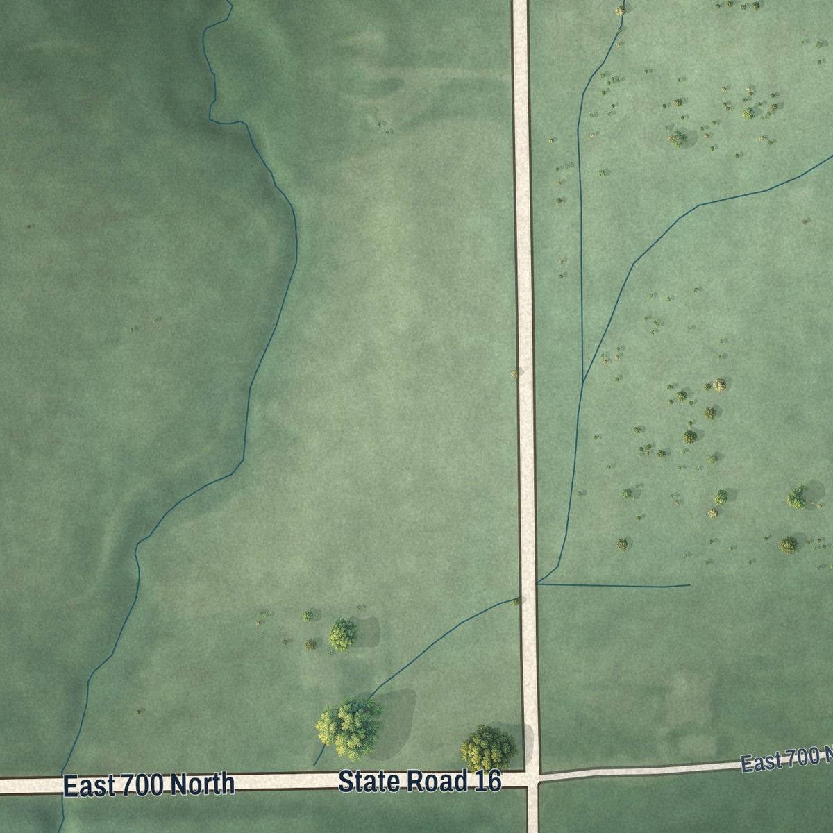 Second close-up of the map of Chili, Indiana print showing more streets and buildings