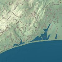 Close-up of the map of Chilmark, Massachusetts print showing terrain and local geography