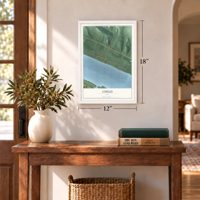Chilo, Ohio map, 12 x 18 inch print in a white frame in an entryway