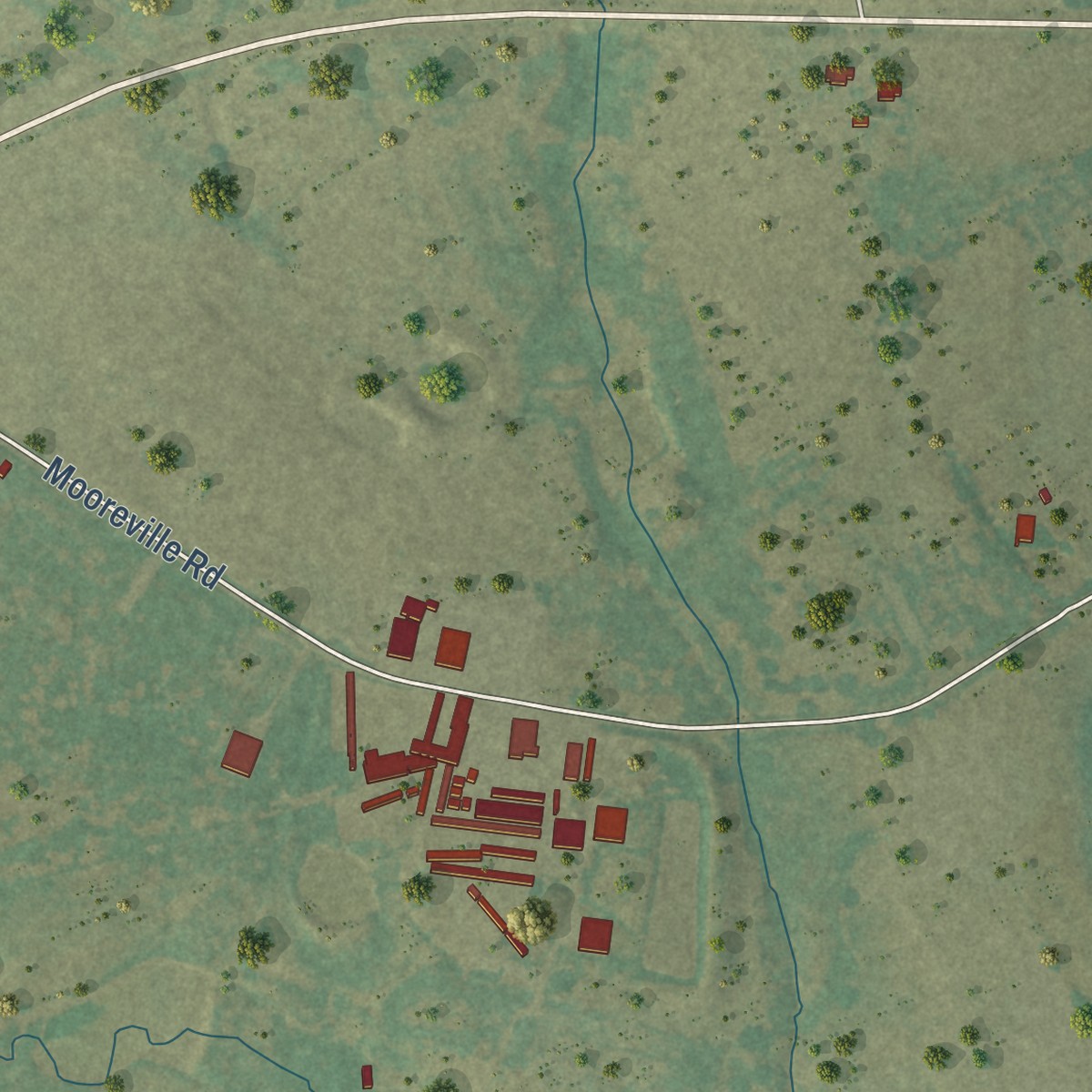 Second close-up of the map of Chilton, Texas print showing more streets and buildings