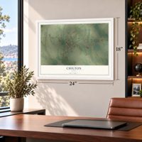 Chilton, Texas map, 18 x 24 inch print in a white frame in a home office