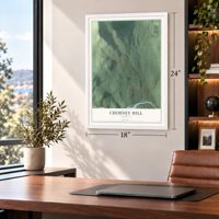 Chimney Hill, Vermont map, 18 x 24 inch print in a white frame in a home office