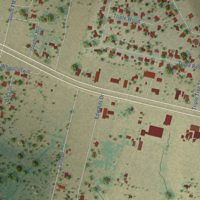 Second close-up of the map of China Grove, Texas print showing more streets and buildings