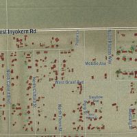 Second close-up of the map of China Lake Acres, California print showing more streets and buildings
