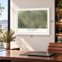 China Spring, Texas map, 18 x 24 inch print in a white frame in a home office