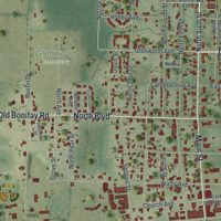 Second close-up of the map of Chipley, Florida print showing more streets and buildings