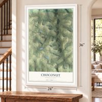 Choconut, Pennsylvania map, 24 x 36 inch print in a white frame by a staircase