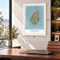 Chokoloskee, Florida map, 18 x 24 inch print in a white frame in a home office