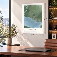Choptank, Maryland map, 18 x 24 inch print in a white frame in a home office