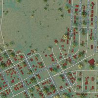 Second close-up of the map of Choteau, Montana print showing more streets and buildings