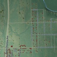 Second close-up of the map of Chouteau, Oklahoma print showing more streets and buildings