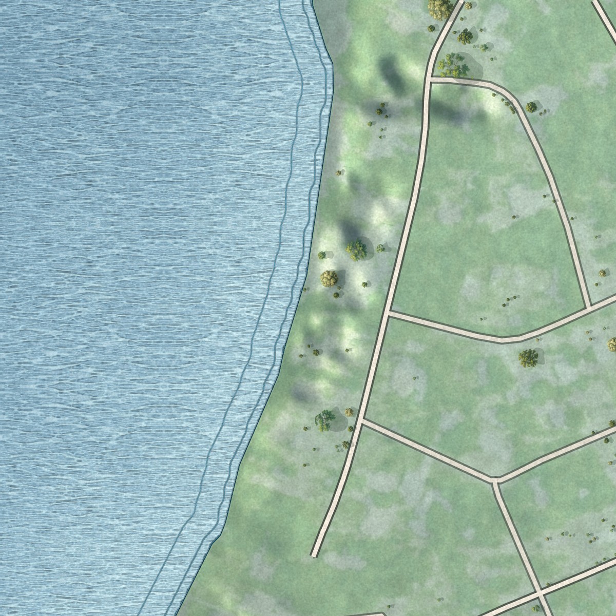 Second close-up of the map of Chowan Beach, North Carolina print showing more streets and buildings