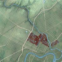 Second close-up of the map of Christiana, Delaware print showing more streets and buildings