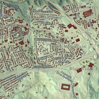 Second close-up of the map of Christiansburg, Virginia print showing more streets and buildings