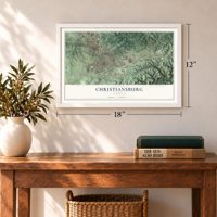 Christiansburg, Virginia map, 12 x 18 inch print in a white frame in an entryway