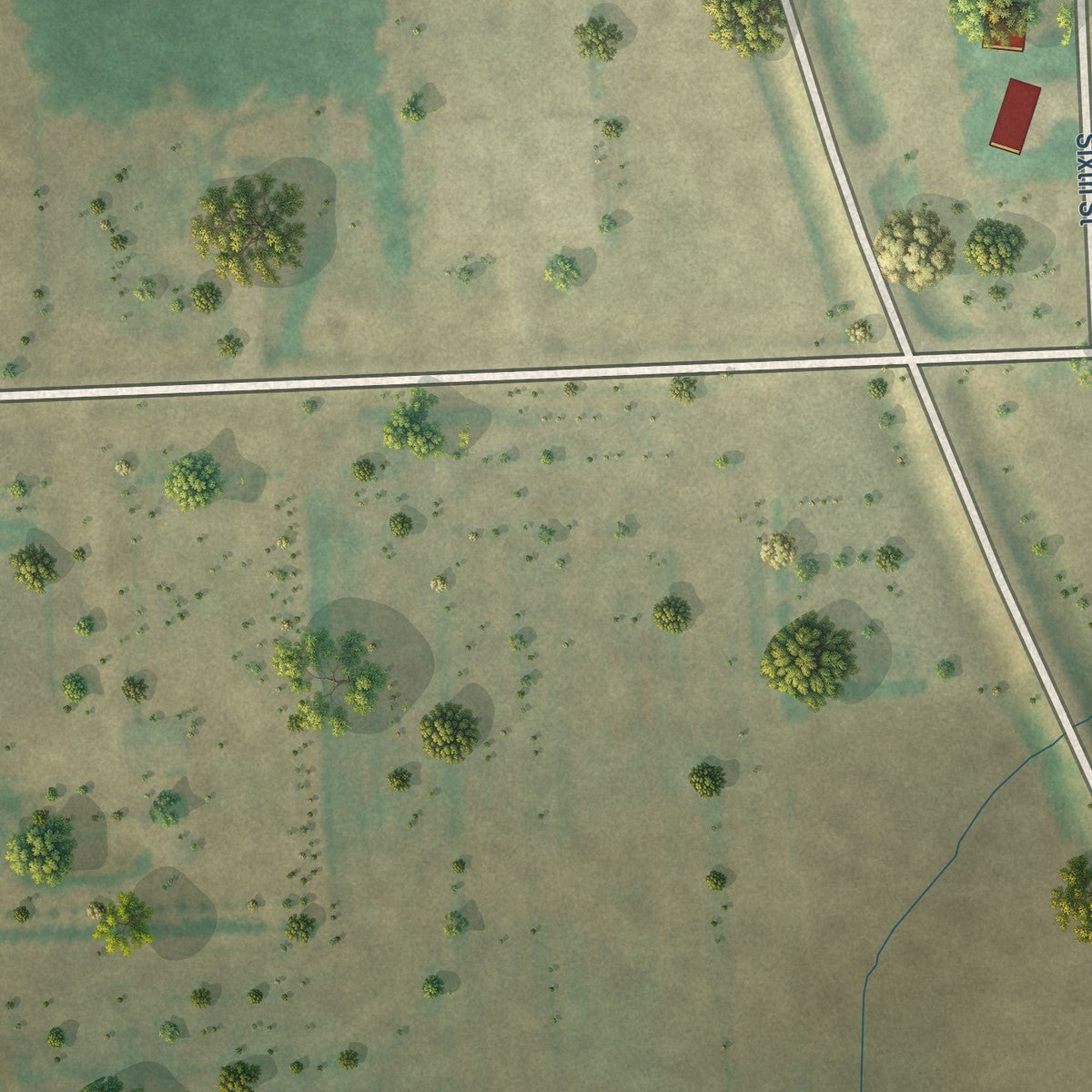 Second close-up of the map of Christine, North Dakota print showing more streets and buildings
