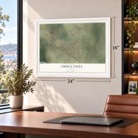 Chula Vista, Texas map, 18 x 24 inch print in a white frame in a home office