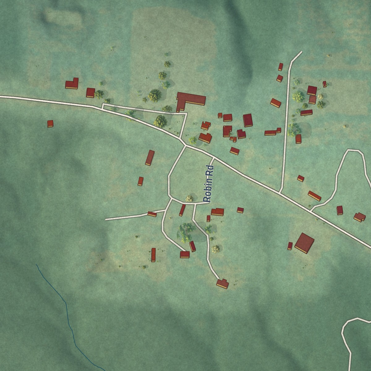 Second close-up of the map of Chunchula, Alabama print showing more streets and buildings