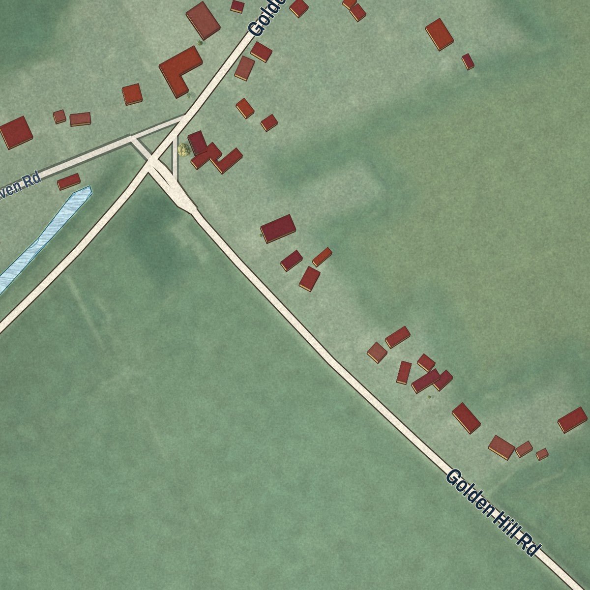 Second close-up of the map of Church Creek, Maryland print showing more streets and buildings