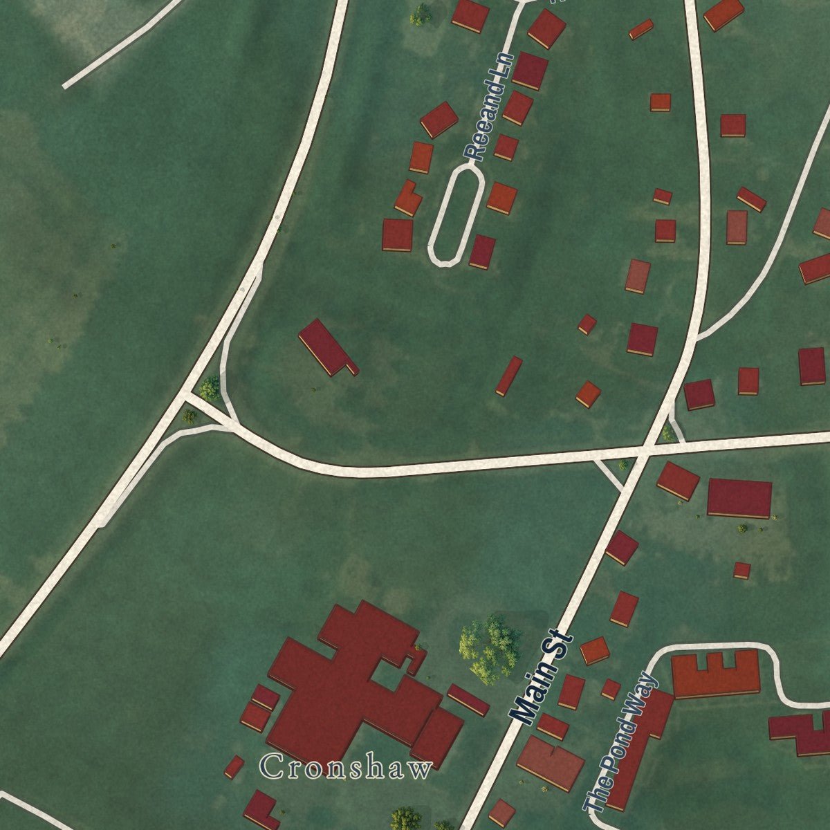 Second close-up of the map of Church Hill, Maryland print showing more streets and buildings