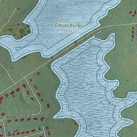 Second close-up of the map of Churchville, Pennsylvania print showing more streets and buildings