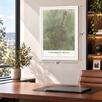Cimarron Hills, Colorado map, 18 x 24 inch print in a white frame in a home office