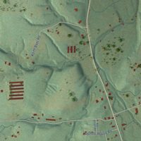 Second close-up of the map of Cincinnati, Arkansas print showing more streets and buildings