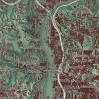 Second close-up of the map of Cincinnati, Ohio print showing more streets and buildings