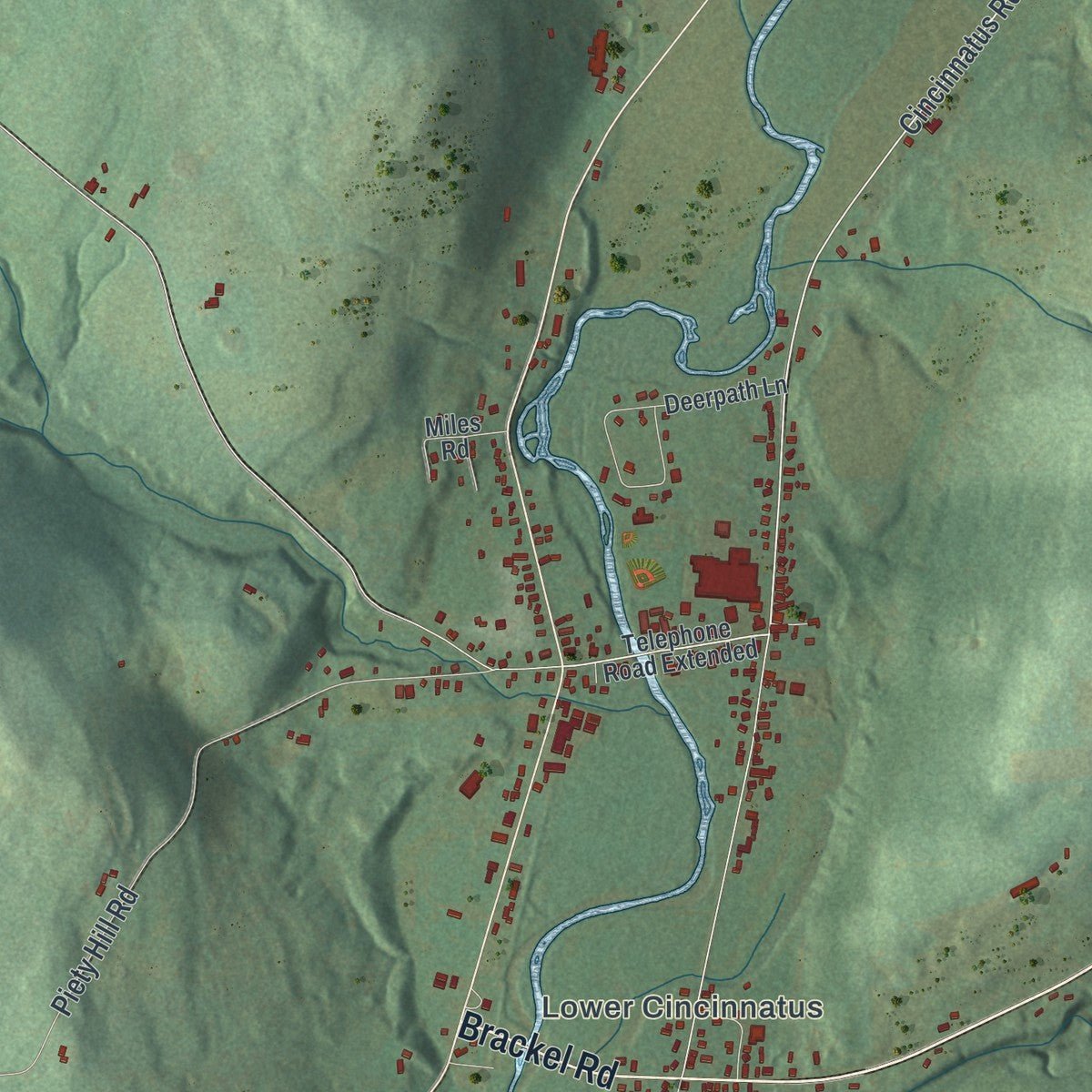 Second close-up of the map of Cincinnatus, New York print showing more streets and buildings
