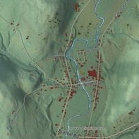 Second close-up of the map of Cincinnatus, New York print showing more streets and buildings